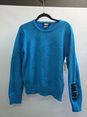 DKNY Womens Jumper Blue Crew Neck Tight Knit L